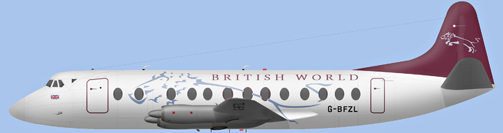 David Carter illustration of British World Airlines Viscount G-BFZL